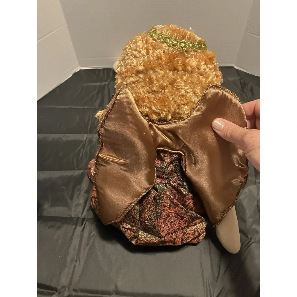 Handmade Angel Cloth Doll  Tall 31" Gold Wings Sequin Dress Folk Art blonde Curl - Picture 5 of 9